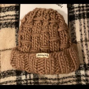 Chunky knit messy bun beanie